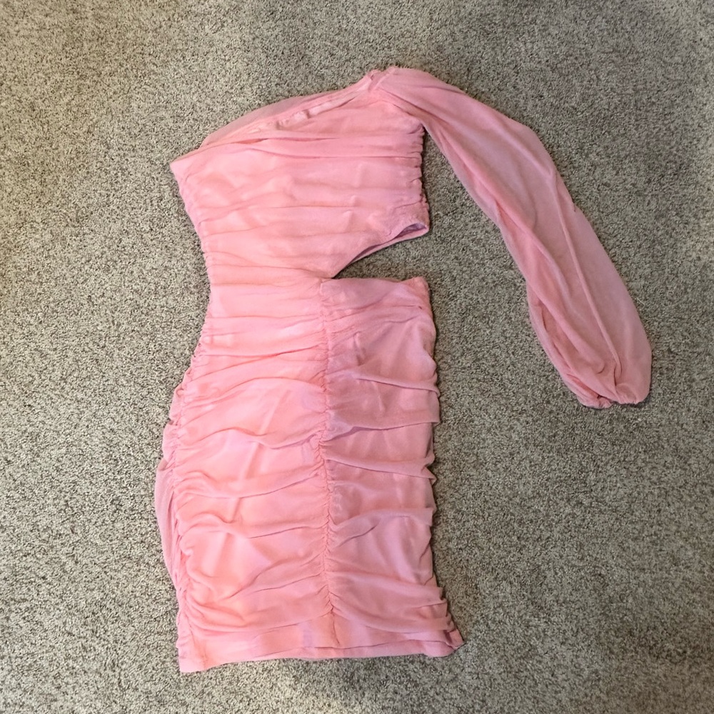Elegant Pink One-Shoulder Dress